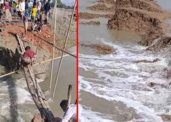 পেকুয়ায় বেড়িবাঁধ ভেঙে নিম্নাঞ্চল প্লাবিত