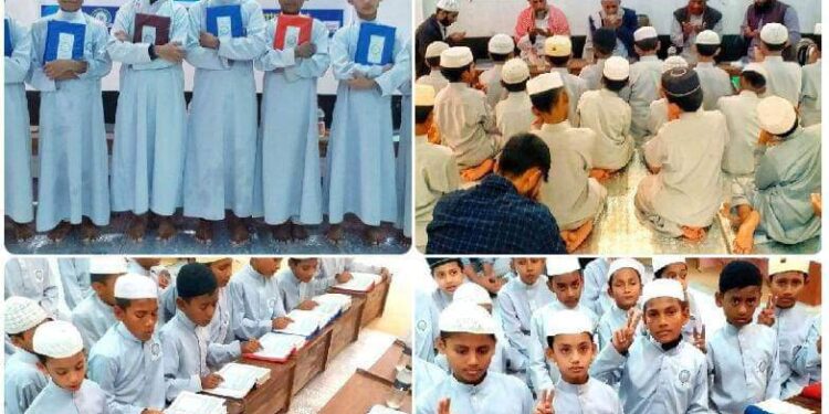 লামায় দারুল কোরআন মডেল মাদ্রাসায় হিফজের সবক প্রদান