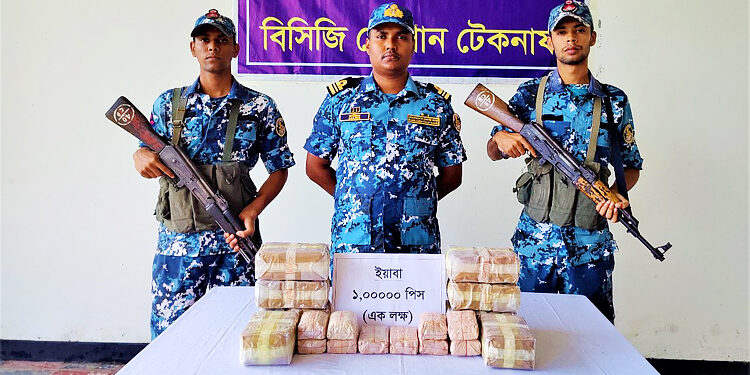 মাদক কারবারির ফেলে যাওয়া এক লাখ ইয়াবা জব্দ করল কোস্টগার্ড