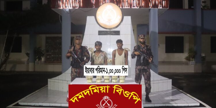 টেকনাফে একলাখ ইয়াবা নিয়ে রোহিঙ্গাসহ দুজন আটক