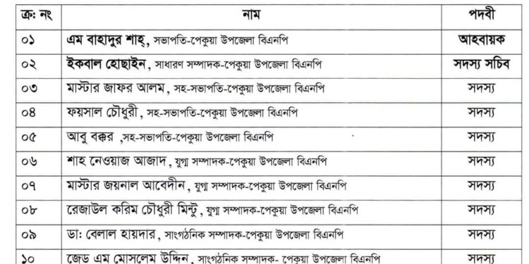 পেকুয়ায় বিএনপির ত্রাণ কমিটি গঠিত