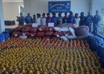 মিয়ানমারে পাচারকালে খাদ্যদ্রব্য ও তৈল চালানসহ আটক ১৯