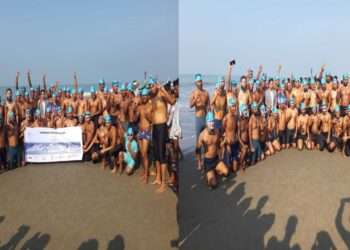 বাংলা চ্যানেল পাড়ি দিয়ে প্রথম হলেন সাঁতারু রাসেল